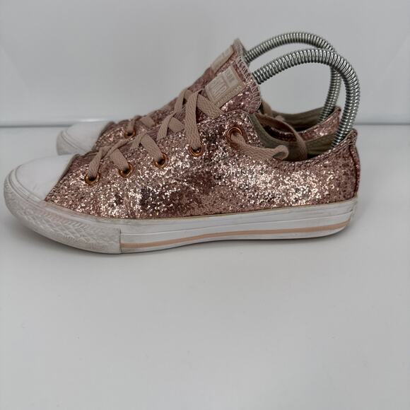 Converse All Star Rose Gold Glitter Low Top Shoes Size 4 Juniors 659230C - Picture 4 of 12